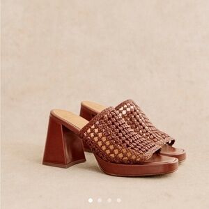 Sezane Annalisa High Mules Smooth Natural Leather - Size 8